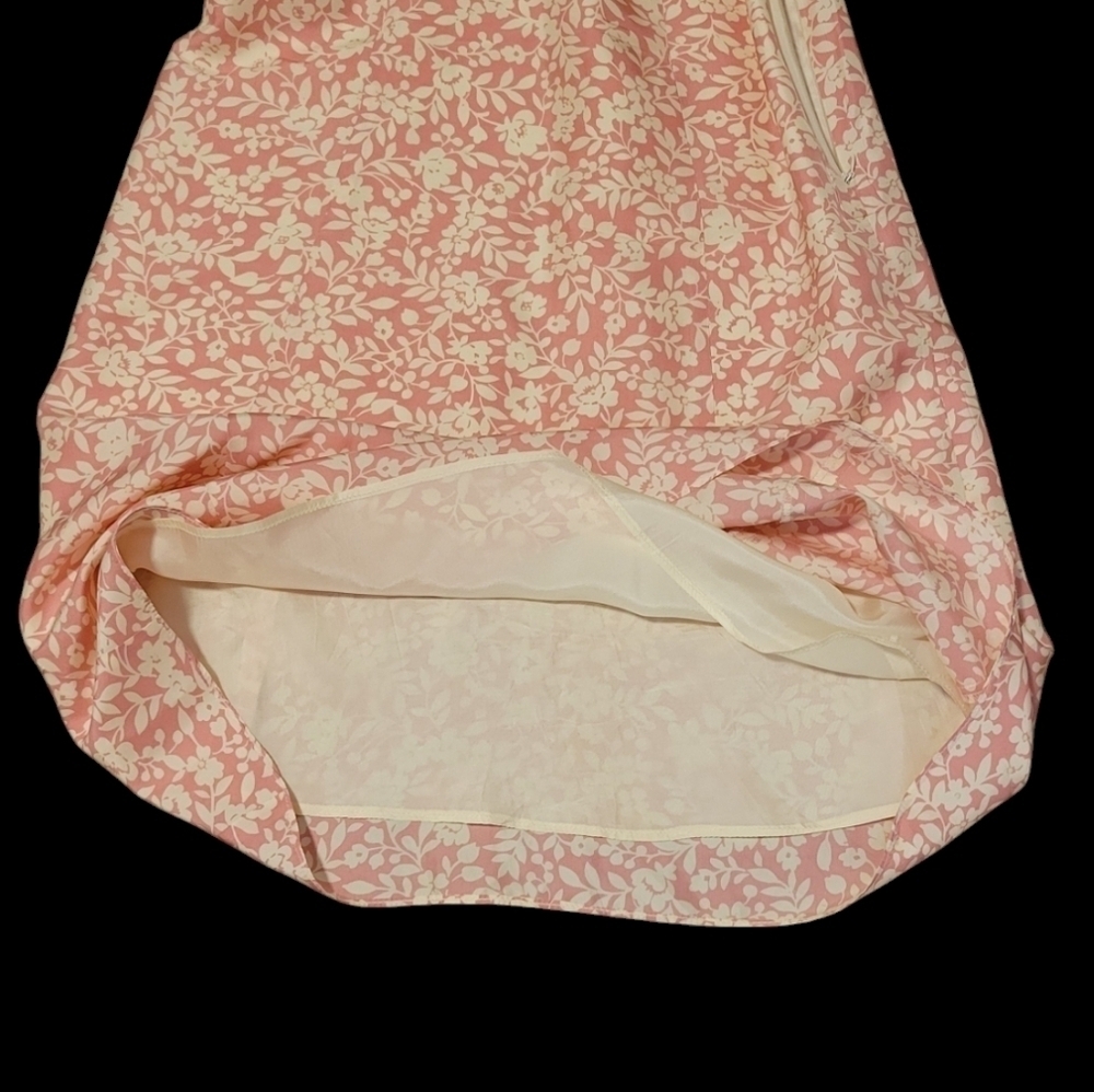 Vintage 100% Silk Isabella Bird Cap Sleeves Feminine Pink Floral Dress Size 4 - Picture 9 of 10